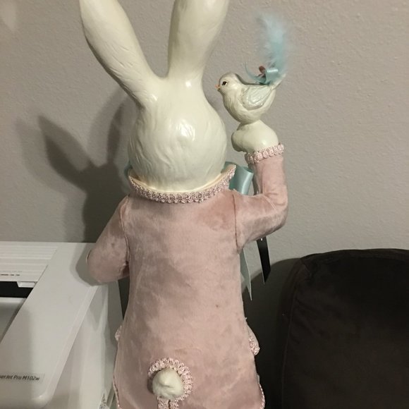 K&K Interiors Velvet Rabbit 21 Inches Tall,  Br1 - Picture 6 of 7